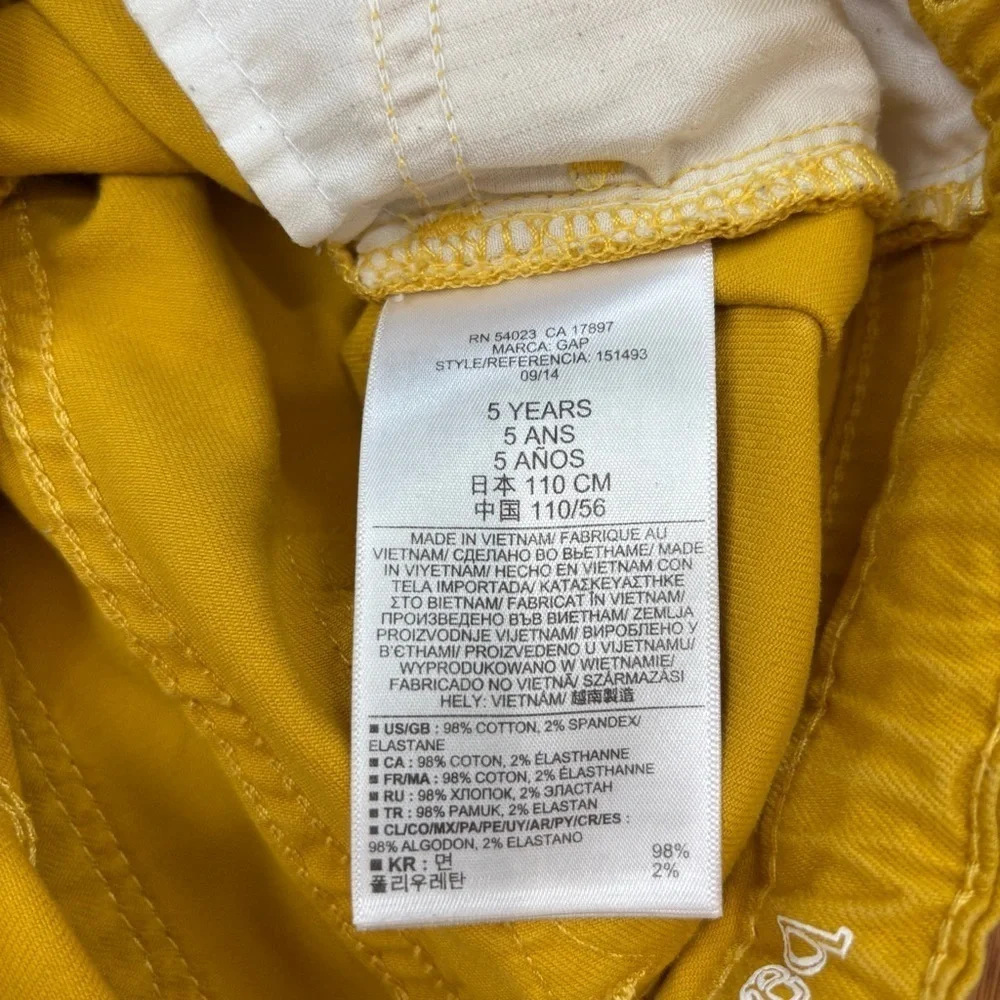 Gap little girls mustard mini skinny jeans size 5